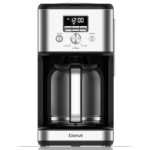 Gevi 14-Cup Drip Coffee Maker, Programmable with Timer for Home & Office, 2-Hour Warm, Pause & Serve, Glass Carafe 14 Cup Coffee Maker