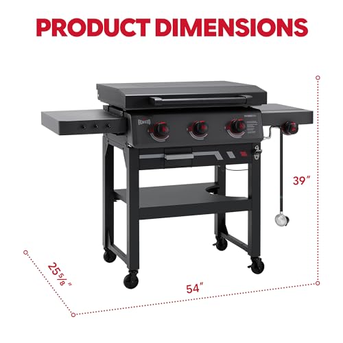 Image of Feasto 28-Inch 3 Burner Propane Flat Top Grill with Hood and Side Burner