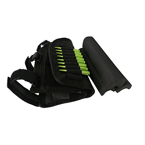 Tourbon Hunting Shooting Rifle Buttstock Cheek Rest Ammo Holder For Left Handy Shooters -Black #TOP4
