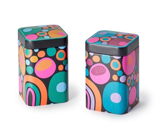 Eigenart Case Cheerful TCF7070109 - Juego de 2 cajas de metal cuadradas con cierre de rosca y capacidad de 100 g