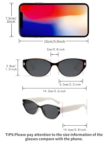 Image of IFLASH Retro Oval Cat Eye Sunglasses for Women Y2k Trendy Narrow Sunnies Designer Sun Glasses