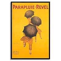 artprints1stop Floating Frame Canvas Print Wall Art - Classic Poster Parapluies Revel with People Holding Umbrellas by Leonetto Cappiello - 24x36 inches