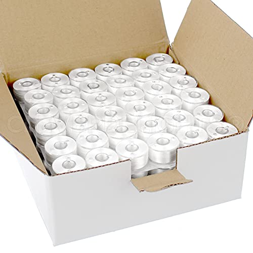 CleverDelights Size A (Class 15) White Prewound Bobbins - 144 Pack - 75D/2 (60WT) Polyester Thread - Compatible with SE400 SE600 SE625 SE700 SE725 SE1900 PE535 PE550D PE800 PE900 - SA156 Replacement