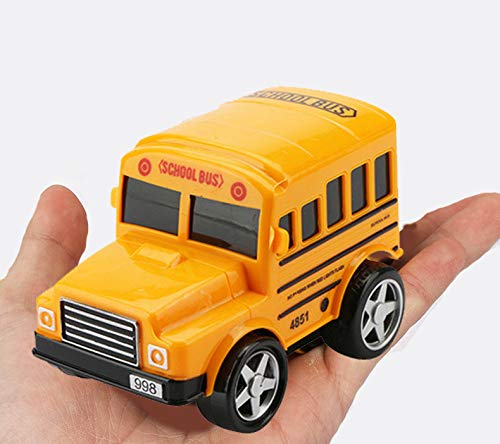 12 Pack In Box Chubby School Bus Model Toys - 4 Inches Classic Long Nose Friction Powered 360 Rotation Vehicles - Ideal Gift, Party Favors For Kids (1 Dozen) #TOP4