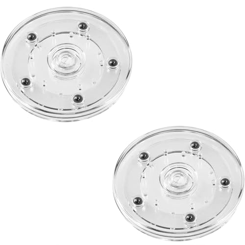TAODAN 2 organizadores de platos de carrusel acrílico de 4 pulgadas, base giratoria para especias, carrusel decorativo, adecuado para decoración de cajones de mesa, juguete, 2 unidades