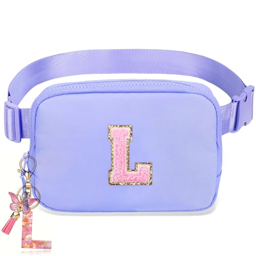 Image of Gifts Girls Teens Kids - Birthday Gifts for Women, Personalized Gifts for Mom Freind Sister Teacher, Graduation GiftsInitial Crossbody Bag Belt Bag for Women Lavender Purple L