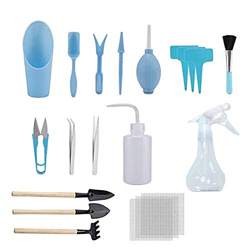 Preisvergleich Produktbild HPiano Mini Gartengeräte Garten Werkzeug Set, 16 Stück Sukkulenten Werkzeuge Miniatur Gartenarbeit Werkzeug, Gartenwerkzeug Set 16 teiliges Gartengeräte Set Pflanzkelle Harke für Gartenpflege