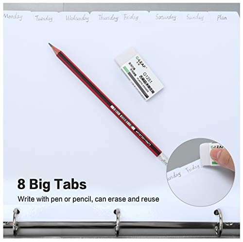 8-Tab Binder Dividers, Herkka 3 Ring Binder Dividers With Reinforced Edge, 3 Hole Punch Section Index Dividers For Binders, 1/8-Cut Tabs, Letter Size, White, 120 Dividers #TOP3