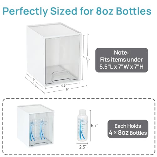 Image of Vtopmart 2 Pack Stackable Storage Drawers, Plastic Organizers Bins for Baby Bottles, Skincare, Beauty Supplies, Ideal for Vanity, Bathroom, Kitchen Countertop, Cabinet Orga