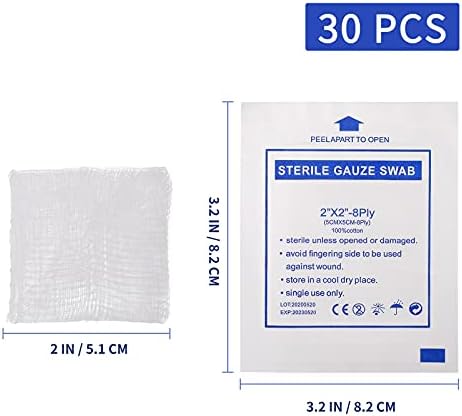 Artibetter 30pcs 5x5 Disposable Gauze Swabs Bleeding Stop Gauze Absorbent Cotton Gauzes