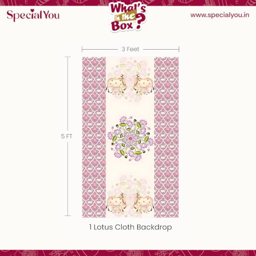 Image of SpecialYou Varalakshmi Pooja Decoration Items with Cow Pichwai (5 * 3ft) Backdrop Cloth for Decoration Pooja, Mandir Decorations Items for Home Decor Items, Wall Decor Items for Living Room