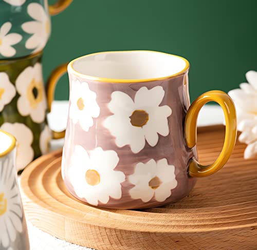 Ceramic-Coffee-Mug-Set-of-4-16-Oz-Porcelain-Tea-Cups-with-Flower-Pattern-Hand-Made-Floral-Ceramic-Mugs-for-Latte-Cappuccino-Best-Gifts-for-Christmas-Mothers-Day-Dishwasher-Microwave-Safe Ceramic Coffee Mug Set of 4 16 Oz Porcelain Tea Cups with Flower Pattern Hand Made Floral Ceramic Mugs for Latte Cappuccino Best Gifts for Christmas Mothers Day Dishwasher Microwave Safe