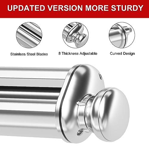 Pasta Roller for Kitchenaid Stand Mixer, Stainless Steel pasta roller kitchenaid attachment with 8 Adjustable Thickness Knob, Dough Pasta Roller kitchenaid pasta roller attachment for Raviolis Pasta