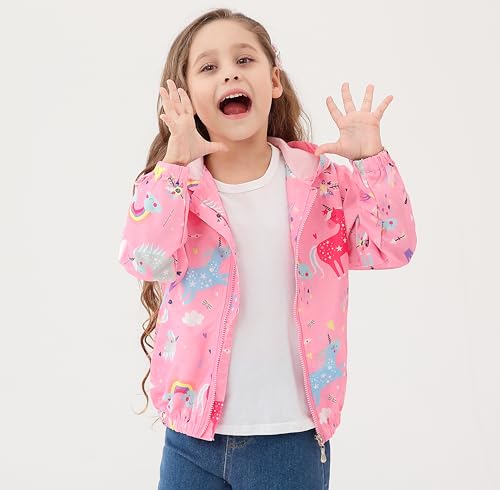 Image of Feidoog Kids Baby Toddler Girls Cartoon Spring Fall Outerwear Windbreaker Zipper Hooded Jackets Coat