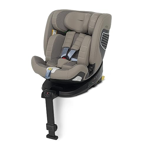 Foppapedretti Silla de coche FP360 I-Size, asiento giratorio 360°, para niños de 40 a 150 cm de altura, 0-12 años, conforme ECE R129, fijación Dualfix (Isofix y non), Safe Body Protection, Desert