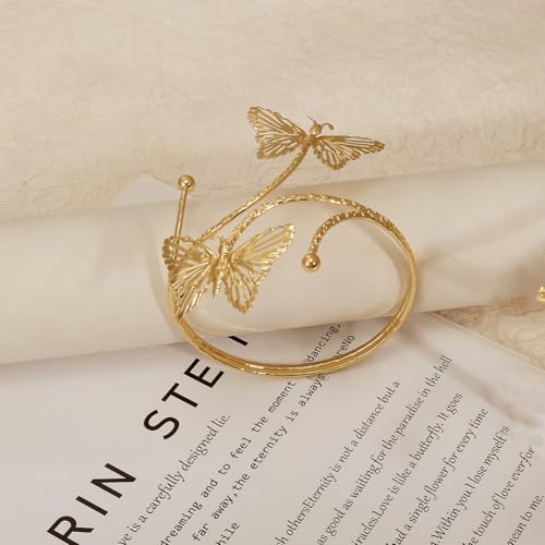 BROCC Upper Arm Cuff Bracelet for Women Butterfly Flower Bangle Bracelet Adjustable Upper Arm Cuff Bangle Gold Armband Summer Beach Essentials Jewelry4
