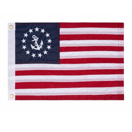 Homissor US Yacht Ensign Boat Flag 12x18 Inch Nautical Flags Embroidered Anchor and Stars Heavy Duty...