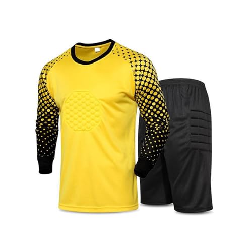 easyforever Boys Kids Goalkeeper Uniform Set Long Sleeve Sponge Padded Goalie Shirt Shorts