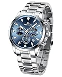 MEGALITH Uhren Herren Edelstahl Armbanduhr: Klassische Wasserdicht Armbanduhr mit Datum -...