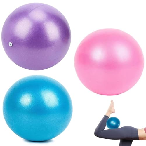 3 Pack 25cm Pilates Balls,Small Soft Yoga Ball,Stability Exercise Training Gym Anti Burst and Slip Resistant Balls,for Abdominal Workouts,Balance,Posture Correction(Blue,Purple,Pink)