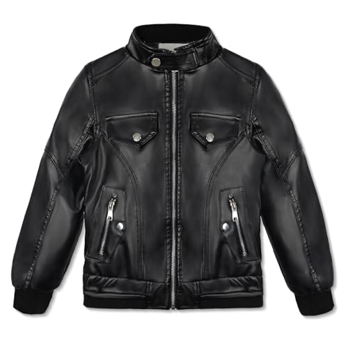 Chaqueta de Cuero Sintético para Niños con Tachuelas y Cremallera