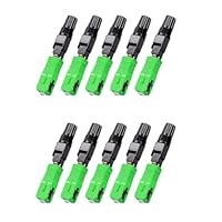 Guakiili Glasfaserstecker SC-APC-Stecker 10 Stück, Glasfaser-Kaltspleißgerät SC/APC, FTTH-Schnellstecker mit eingebettetem Lederdraht