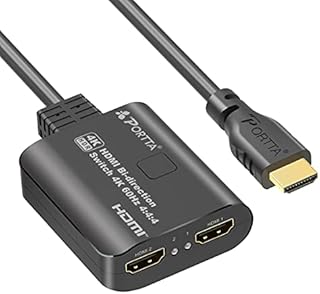 HDMI Switch 4K 60Hz with 2FT Fixed HDMI Cable, PORTTA Bi-Directional HDMI 2.0 Switch 2 in 1 Out HDMI Splitter 1 in 2 Out HDR10 HDCP2.3 for Xbox PS4 Roku HDTV Monitor (Support 1 Display at a Time)