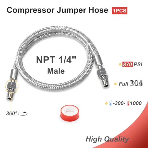 TSWGTG 1/4" x 40" Stainless Air Compressor Jumper Hose with NPT Adapters by TSWGTG - Used condition - Image 3