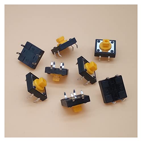 Interruptores táctiles de 12x12x7,3 mm con botón cuadrado amarillo para proyectos electrónicos 20 uds 2