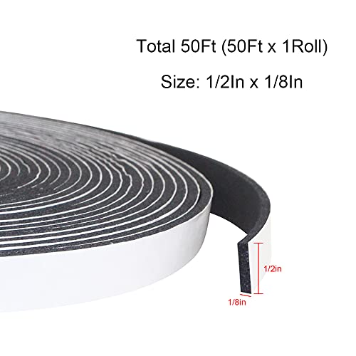 Foam Insulation Tape, Weather Stripping Door Seal Strip For Doors And Windows,Sliding Door,Sound Proof Soundproofing Door Seal,Weatherstrip,Air Conditioning Seal Strip (1/2In X 1/8In X 49.5Ft) #TOP1