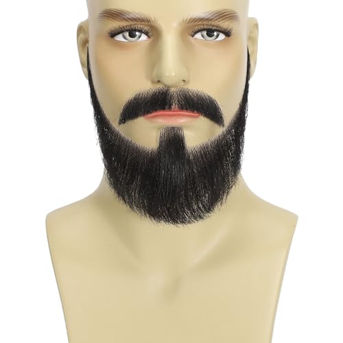 Bromobiz Fake Mustache Handmade with Human Hair, Full Beard Style