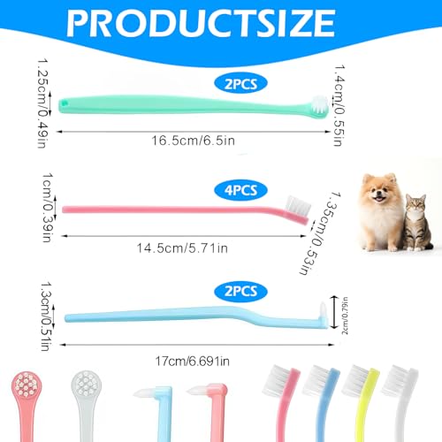 Image of 8pcs Dog Toothbrush-3 Styles Soft Bristle Small Cat Toothbrush,Cats & Small Breed Dogs, Portable Travel Friendly and Easy to Use,Reduce Plaque Tartar Formation & Bad Breath