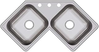 Elkay DE217323 Dayton Equal Double Bowl Stainless Steel Corner Sink