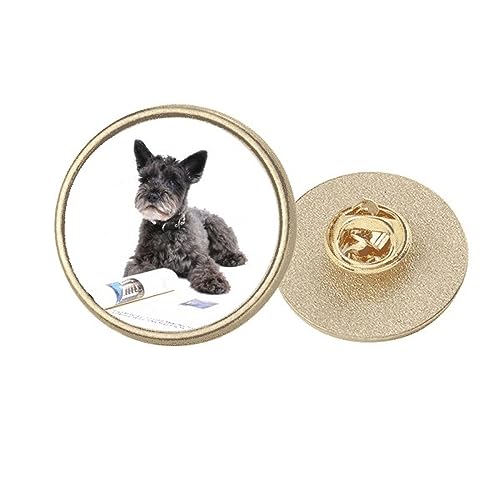 Broche ronde en métal doré pour photo d'animal taille M