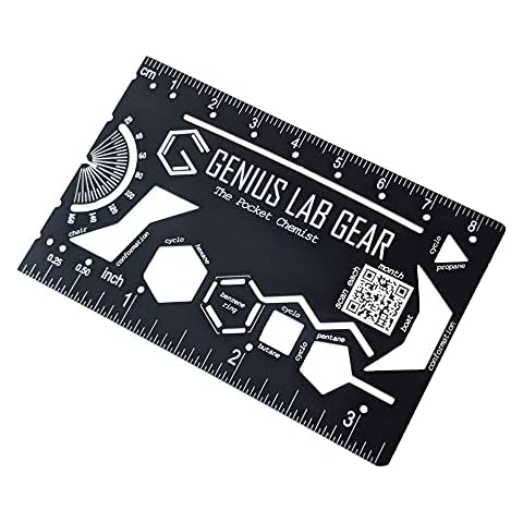 Pocket Chemist: Organic Chemistry Stencil Drawing Template Small Metal Ruler - Chemists, Chemical Engineers, Biochemist - Molecule, Ochem Orgo Homework Cheat Sheet, Genius Lab Gear 3 inch Multitool Cover
