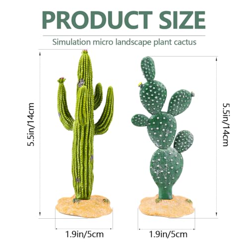 Image of 2Pcs Reptile Cactus Plants Terrarium Decoration Faux Reptile Terrarium Cactus Plant Landscape Decoration for Turtle Lizard
