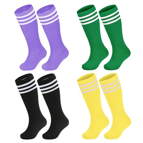 Zando 4 Pairs Kids Soccer Socks Baseball Softball Football Youth Tube Athletic Boys Girls Knee High Socks