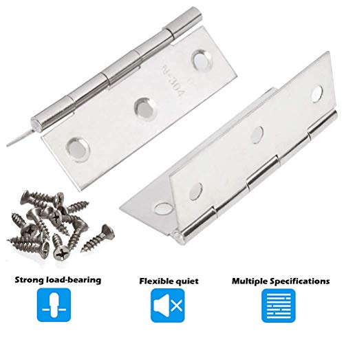 FOCCTS 18 Pack Folding Door Hinges, 2 x 3 inch Stainless Steel Square Butt Hinges for Home Furniture Hardware Closet Door with Enough Screw