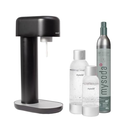 Mysoda: Ruby Set - Wassersprudler aus Aluminum mit 1L und 0.5L Quick-Lock BPA-frei Plastikflasche und CO2-Zylinder - Schwarz