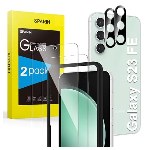 SPARIN Schutzfolie für Samsung Galaxy S23 FE Panzer Schutz Glas, mit Positionierhilfe, 2 Stück Schutzglas und 2 Stück Kameraschutz für Samsung S23 FE 5G, 6,4 Zoll, 9H Härte, HD-klar