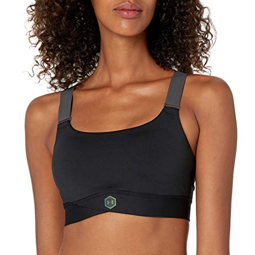 Under Armour Women's Rush Mid Sports Bra , Black (001)/Black , Large