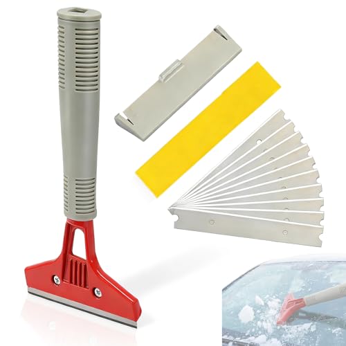 Zyrtkeriom Grattoir Plancha Avec 10 Lames, Décolleur Papier Peint & Gratte Vitre - Raclette Professionnelle Vitre Pour Colle, Carrelage De Fenêtre, Voiture, Miroir, Nettoyage & Décolle Étiquette