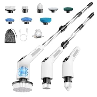 Brosse Rotative Nettoyage Electrique avec 8 Têtes Interchangeables, Rechargeable Brosse Nettoyage Salle de Bain, 2 Vitesses réglables,pour Salle de Bain, Cuisine, Carrelage et Sol