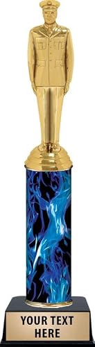 Crown Awards Personalized Military Trophy, 11" Blue Male Military Trophy Award, Customize Now Prime