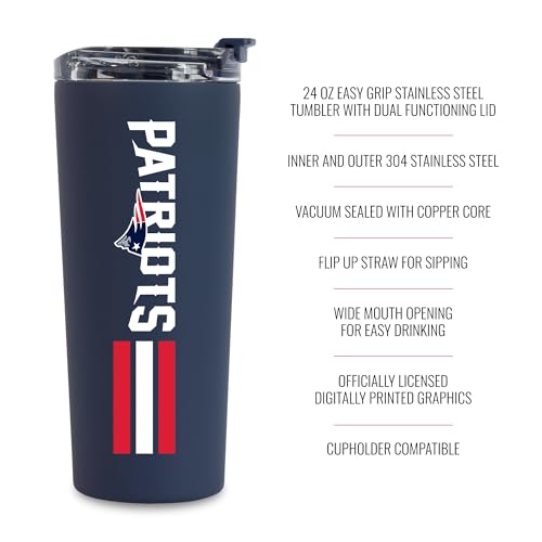 Image of Rico Industries NFL Football 24oz Stainless Steel Tumbler with Lid and Dual Functioning Lid