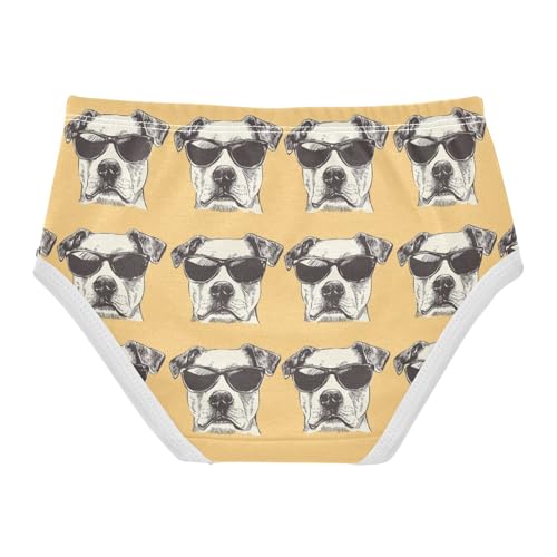 ZZKKO Dog Head with Sunglasses Girls Underwear Toddler Panties for Girls Comfort Brief Size 2T-8Y2