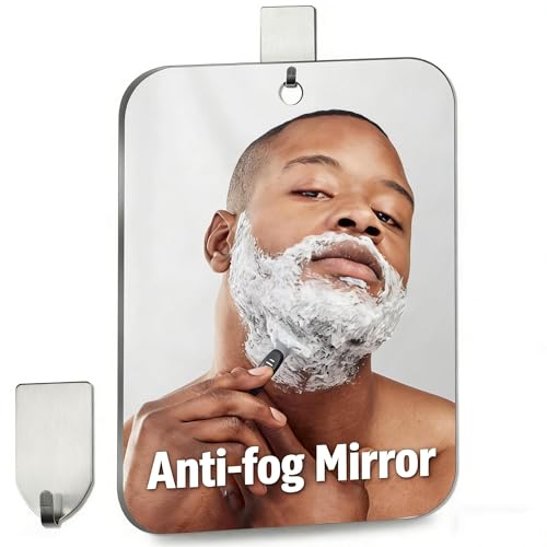 Shower Mirror Fogless for Shaving, Shower Mirror Fogless(Lager 8x9.8 in) Small Wall Mirrors for Camping; Unbreakable Travel Shaving Mirrors for Shower, Outdoor Plastic Miroir for Shave,Handheld Miroir