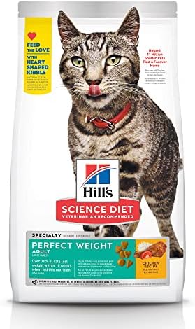 Hill's Science Diet Dry Cat Food, Adult, Perfect Weight for Healthy Weight & Weight Management, Chicken Recipe, 3 lb Bag