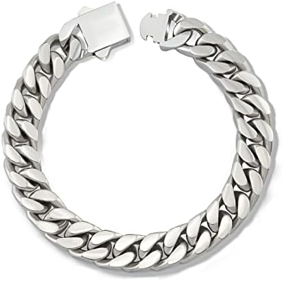 GUQILA Cuban Link Bracelet For Men, 8mm/10mm/12mm Stainless Steel Cuban Link Chain Bracelets 18K Gold Plated Cuban Bracelets Silver Hip Hop Jewelry Gift for Men Women, 7.5/8.5 Inches