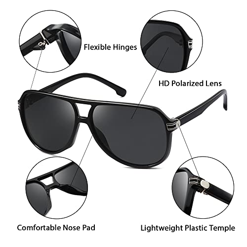 Aviator Sunglasses For Men Double Bridge Plastic Frame Polarzied Lens For Driving3